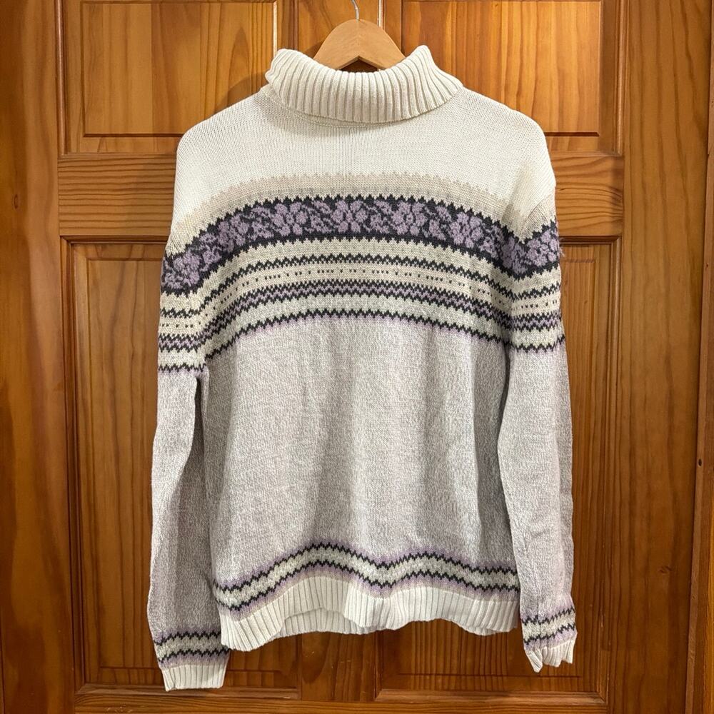 Women's Northern Reflections Turtleneck Sweater with Fair Isle Pattern Size M